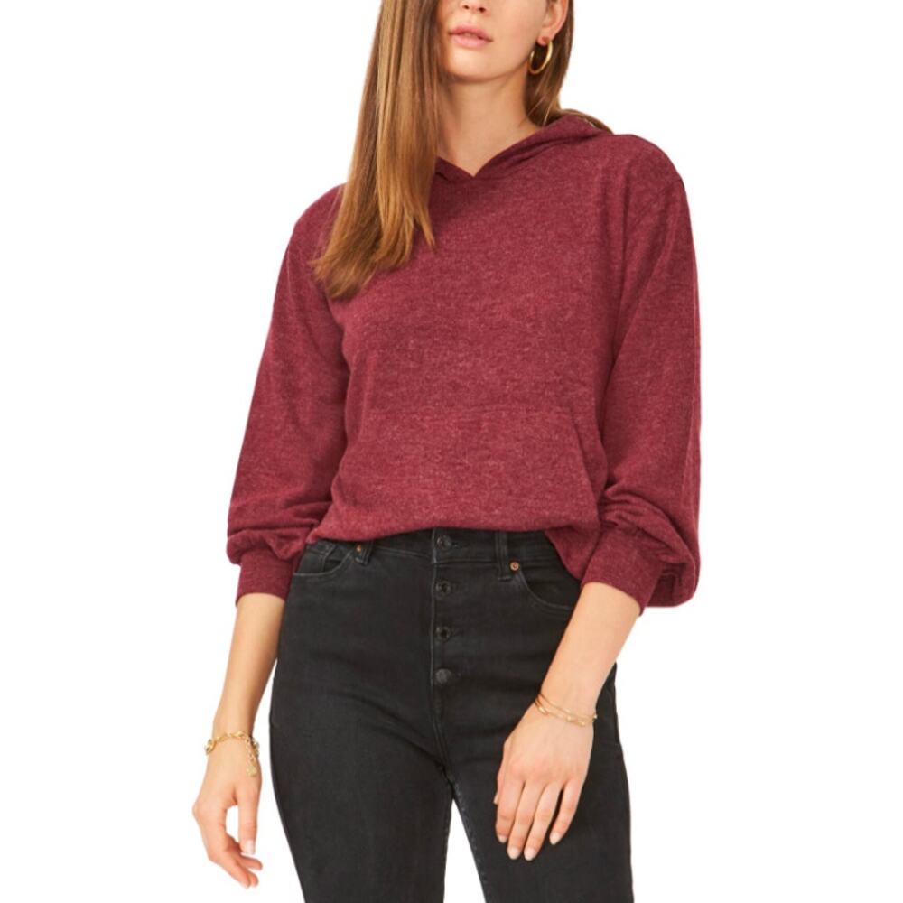 1‎ STATE Pullover Hoodie Ruby Plume Hooded Lightweight Front Pocket Top, Size L